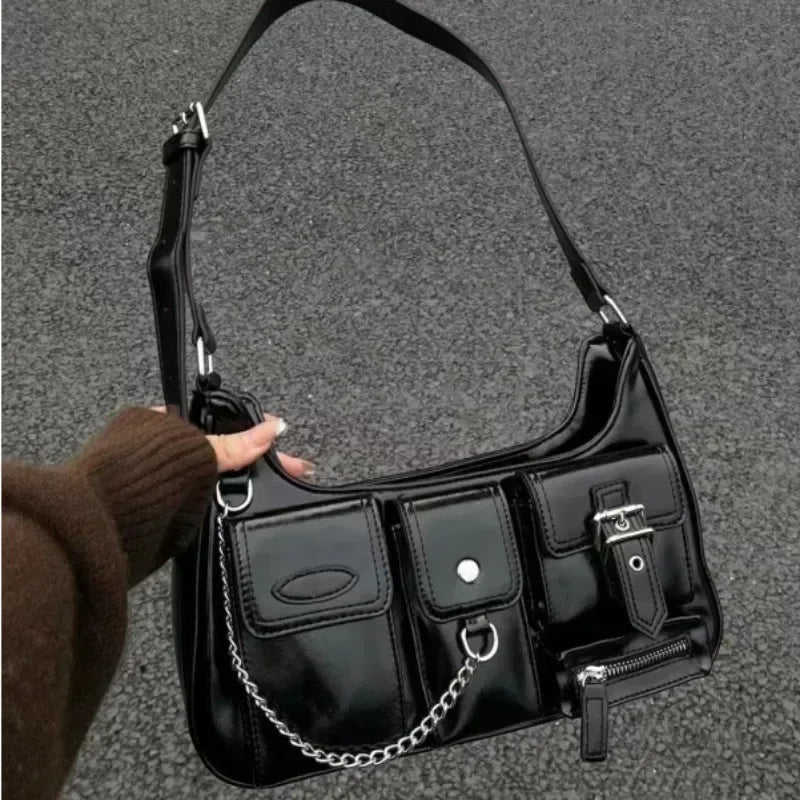 Y2K coréen femmes Harajuku Vintage gothique noir sac à main esthétique élégant Punk portefeuille sac à main sacs à bandoulière tendance fourre-tout sacs