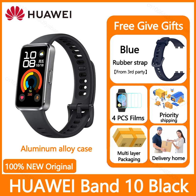 Montre connectée Huawei Band 10, originale, Compatible avec IOS et Android, suivi du sommeil, moniteur de santé, autonomie de 14 jours, nouvelle collection 2025