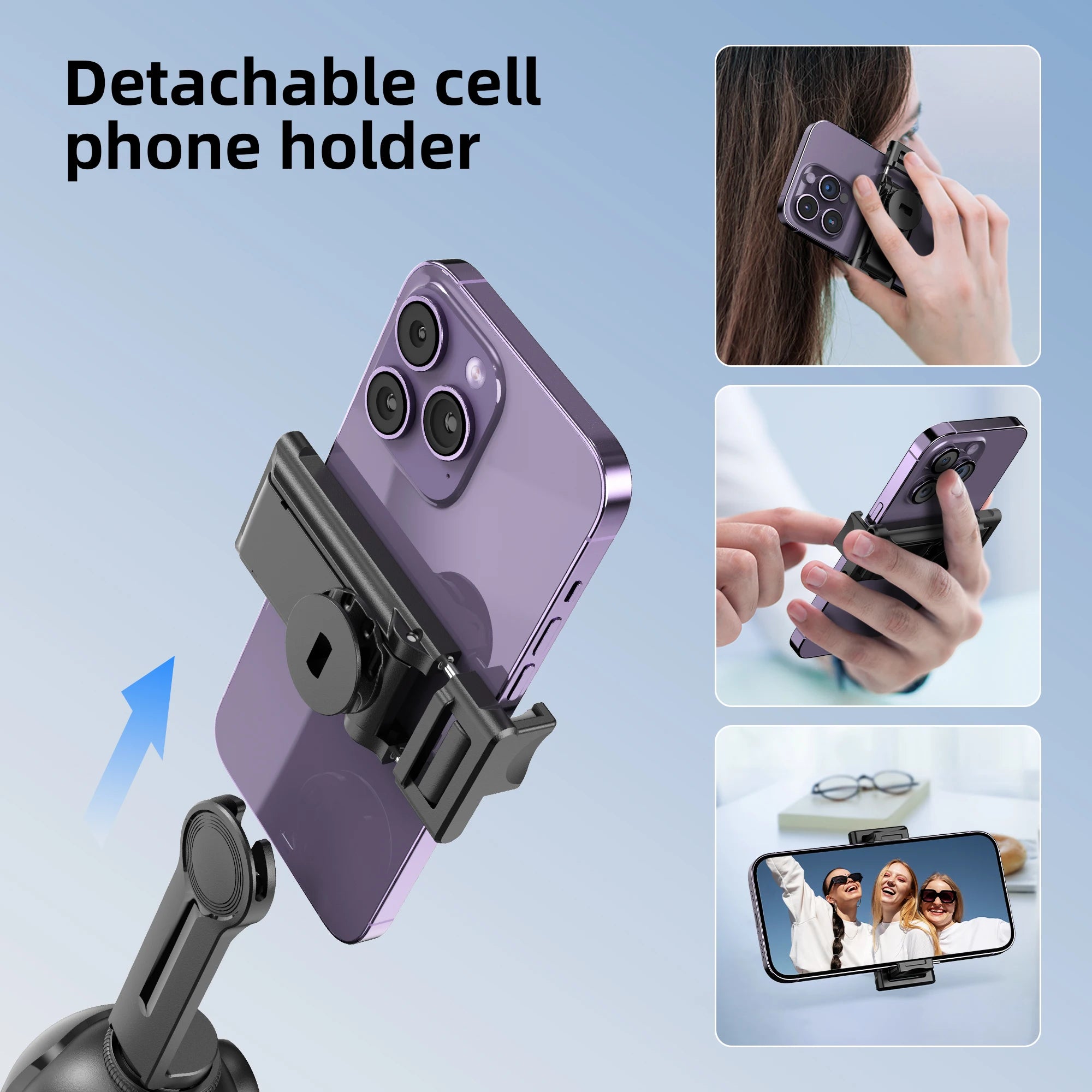 P03 Stabilisateur 360 ° Trépied de support de téléphone portable de bureau à cardan AI de suivi intelligent automatique du visage pour appareil photo Smartphone vidéo Vlog Live