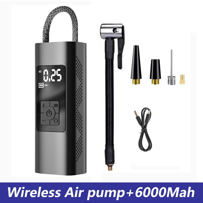 Pompe à Air électrique pour voiture, gonflage rapide, 6000mAh, Portable, sans fil, gonfleur de pneus, 120PSI, compresseur d'air, moto, vélo