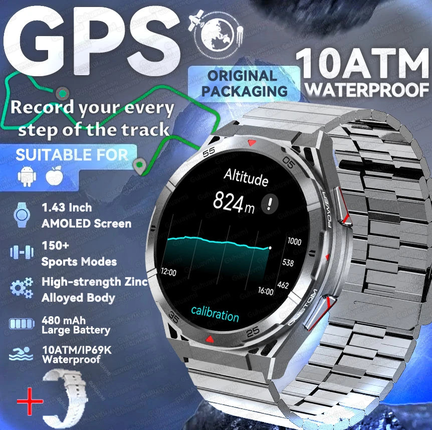 2025 nouveau pour HUAWE Original GPS SmartWatch Ultra 466*466 HD AMOLED affichage sport boussole BT appel IP69 étanche Bracelet intelligent