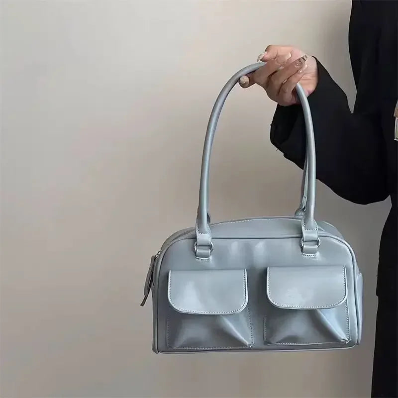 Vintage femmes affaires sacs à bandoulière Simple dames trajet sac fourre-tout en cuir Pu femme sous les bras sac bordeaux grands sacs à main sac à main