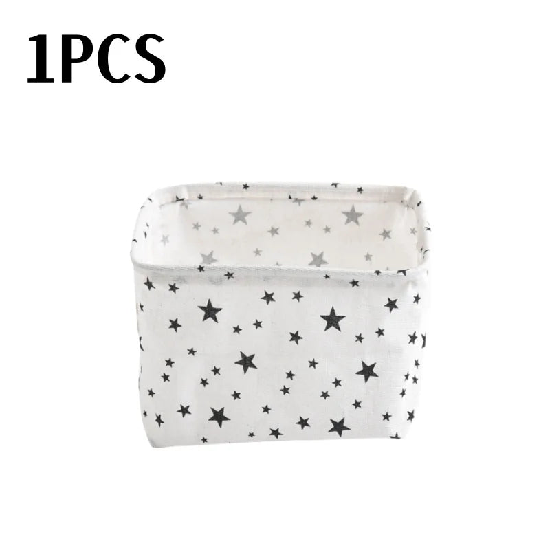 Petit panier de rangement en toile pliable avec poignée, boîte de rangement de bureau en coton et lin, petit panier de rangement étanche frais 1 pièce