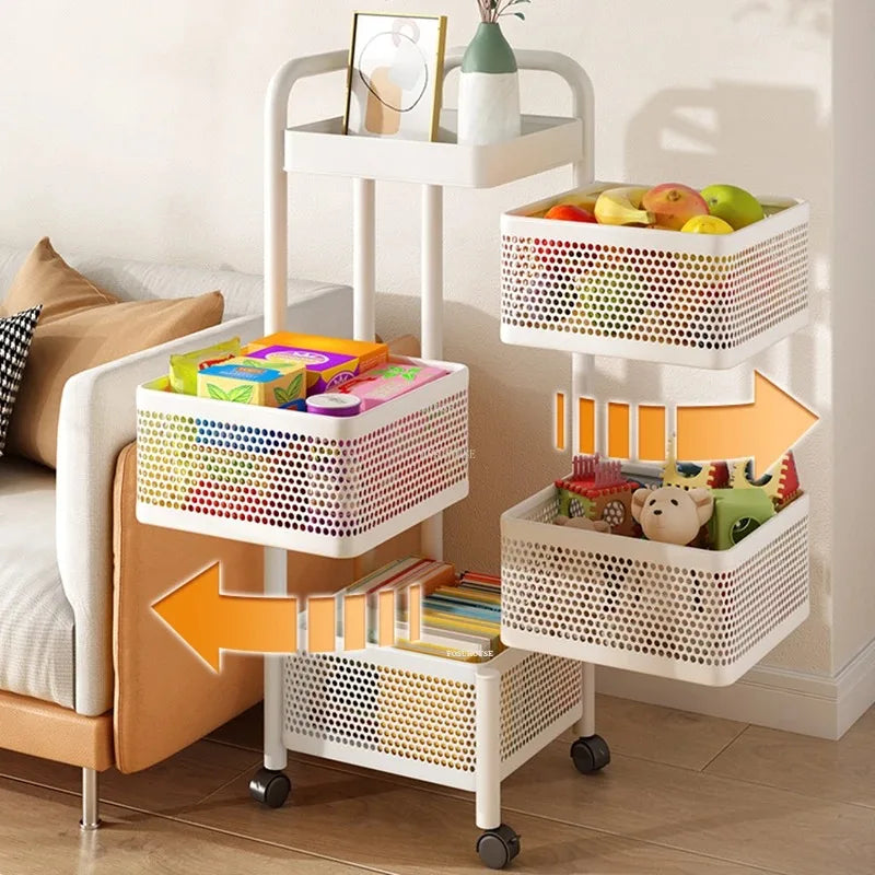Petit chariot de rangement multicouche, chariot de cuisine moderne et créatif, meubles de maison simples, étagère rotative au sol, boîte à collation pour salon