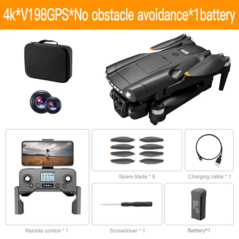 Xiaomi Mijia V198GPS MAX Drone 8K moteur sans brosse professionnel Laser évitement d'obstacles pliable quadrirotor aérien optique RCToy