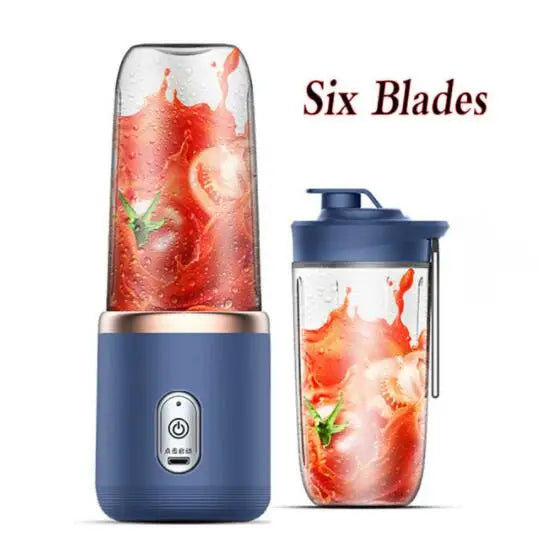 Mélangeurs de jus de fruits portables, Mini bouteille électrique personnelle d'été, USB, 6 lames, presse-agrumes, Machine pour la cuisine