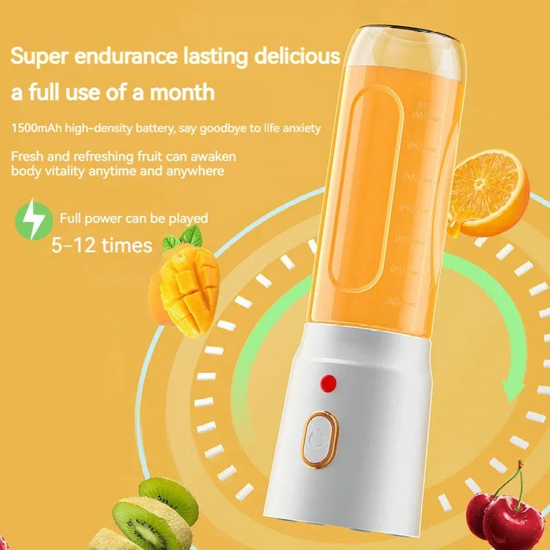 Portable Wireless Blender Electric Fruit Juicer Machine For Orange Ice Crushing 10 Blade Auxiliary Food Machine 1500mA Mixer