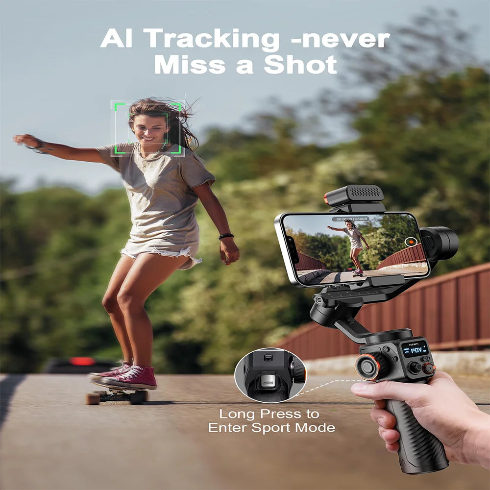 Hohem bureau cardan iSteady M6 3 axes téléphone portable stabiliser pour xiaomi avec traqueur AI lumière de remplissage magnétique polychrome vidéo Vlogg