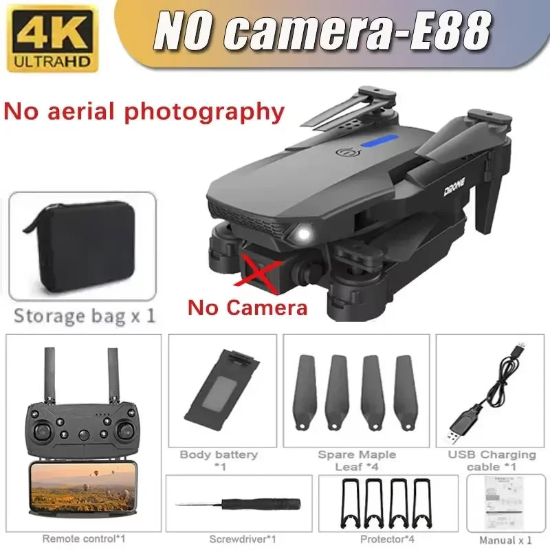 Drone professionnel E88 4K avec caméra grand angle HD 1080P, WiFi, FPV, recommandé de tenir un importateur RC pliable, hélicoptère quadrirotor, jouets pour enfants