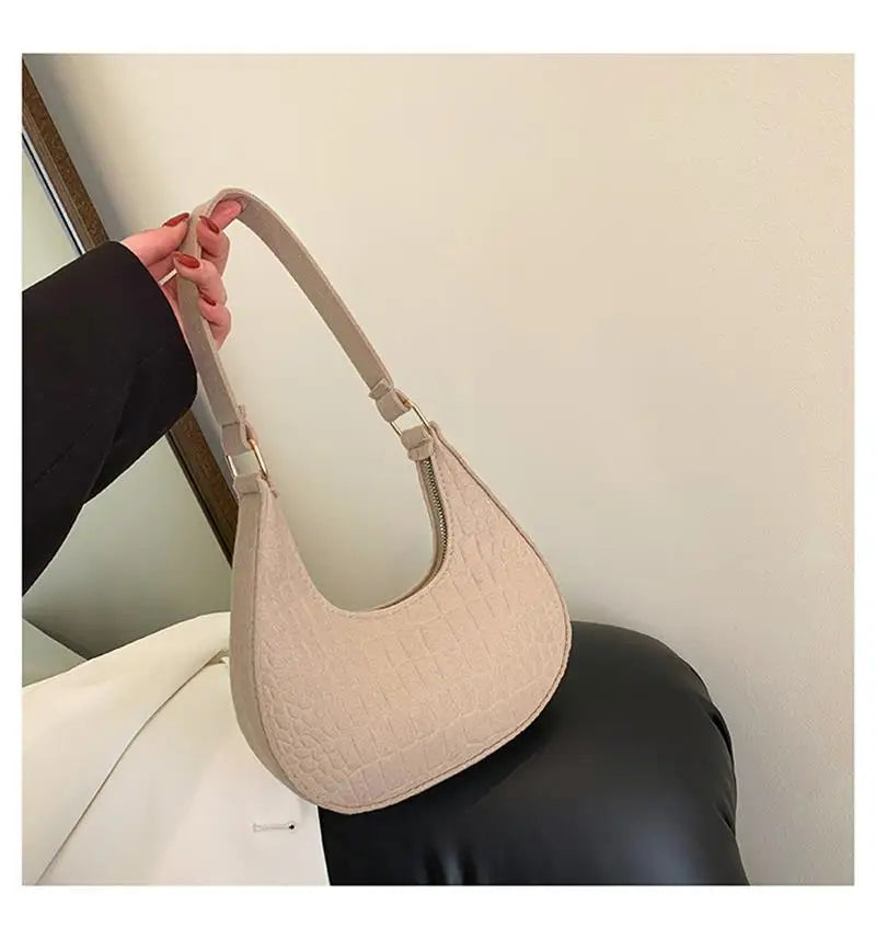 Sac à main à bandoulière Femmes Feutre Pierre Motif Sac Sous les Bras 2023 Mode Tempérament Version Coréenne Sac à main d’hiver