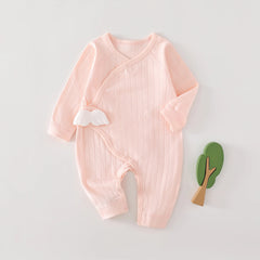 AYNIGIELL printemps et automne 0-6 mois barboteuses pour bébé nouveau-né filles et garçons 100% coton vêtements nouveau-né bébé couleur unie combinaison