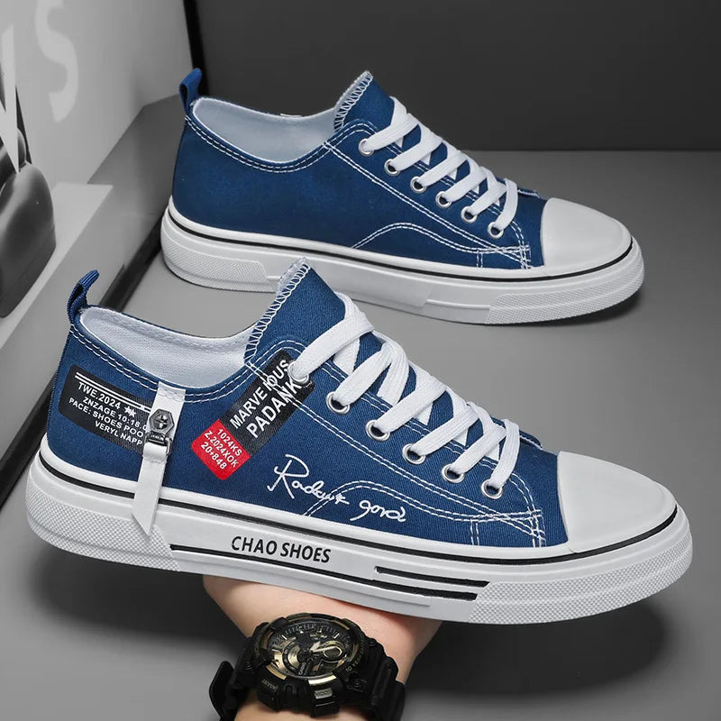 Chaussures décontractées hommes toile chaussures hommes baskets respirant hommes chaussures de sport noir tissu chaussure tendance lettre hommes chaussure coupe basse Sneaker