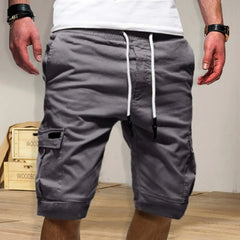 Short Cargo pour hommes, taille moyenne, taille élastique, cordon de serrage, couleur unie, ample, Fitness, multi-poches, Streetwear
