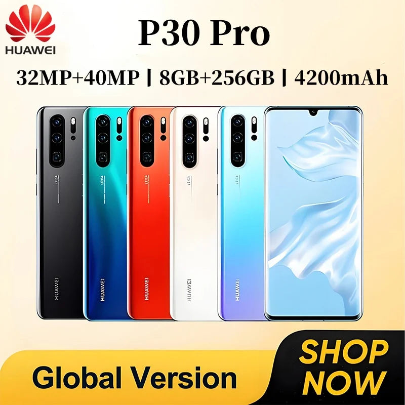 HUAWEI P30 Pro Smartphone Android 4200mAh 8GB RAM 256GB ROM 6.47 pouces téléphone FHD + 2340x1080 32 + 40MP GPS 4 5G réseau téléphones mobiles