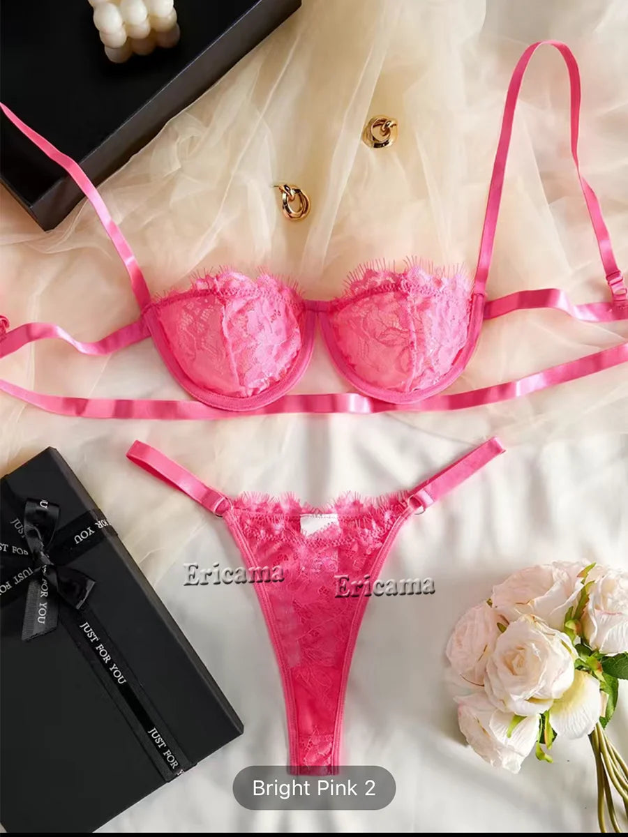 Ensemble de Lingerie femmes nuit belle Sexy 2 pièces broderie florale sous-vêtements Sexy lingerie érotique ensemble de sous-vêtements ensemble de soutien-gorge érotique