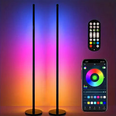 EISSLOLY 2 pièces lampadaire RGB Intelligent APP contrôle musique éclairage d'angle synchronisé décoration de salle lumières sur pied