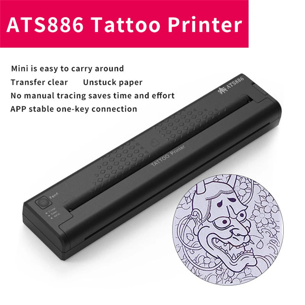 Imprimante de Transfert de Cailloux de Tatouage Portable ATS886, Appareil Thermique pour Dessiner des Lignes et des Photos