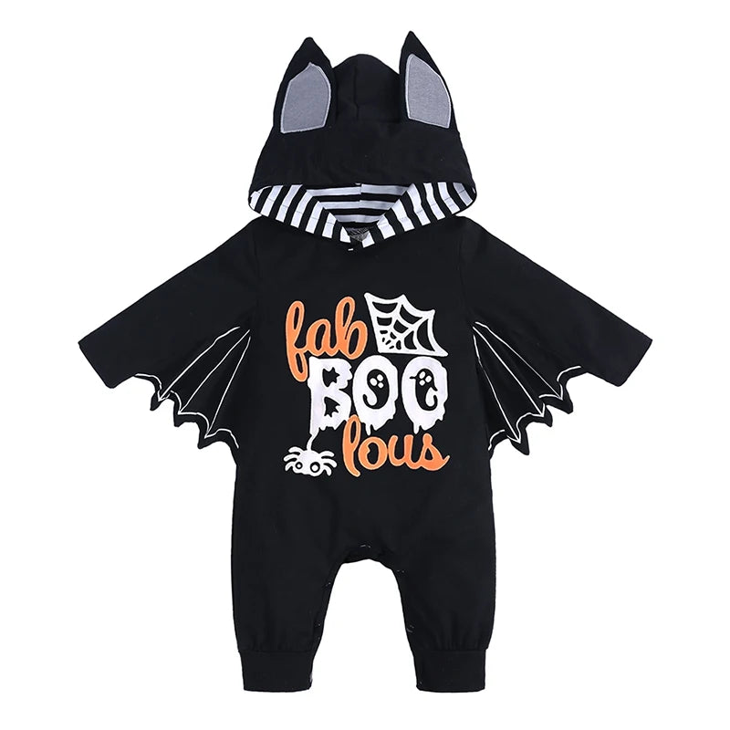 Halloween noir chauve-souris Vampire bébé garçons filles barboteuse infantile combinaison chauve-souris à manches longues body pour nouveau-né vêtements Costumes ensemble