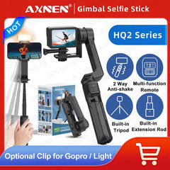 AXNEN-Stabilisateur de téléphone portable série HQ2, cardan pour smartphone GoPro, extension de caméra d'action, perche à selfie, trépied, le plus récent