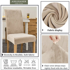 Housses de chaise en velours doux, épais, couleur unie, housse de siège extensible pour salle à manger, bureau, Banquet, Restaurant, 1 pièce