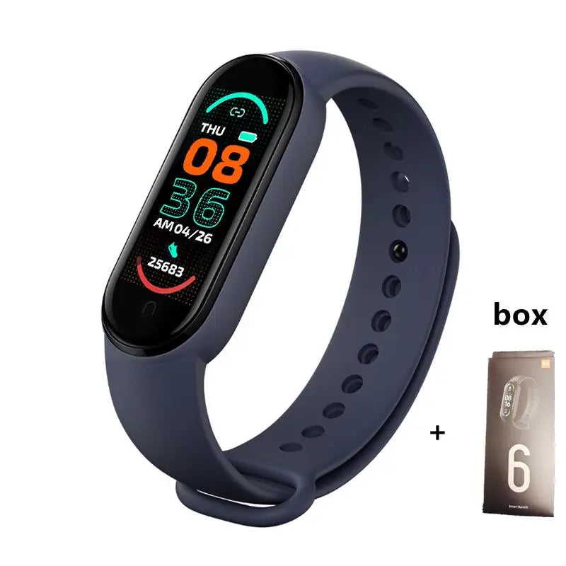 2024 Bracelet Intelligent Multifonction Fréquence Cardiaque Moniteur De Pression Artérielle Étape Musique Surveillance Du Sommeil M6 Montre de Sport Intelligente Fitness