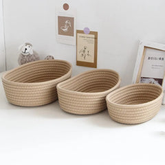 Paniers de rangement tissés en corde de coton nordique, boîtes d'organisation, articles divers de bureau, panier d'articles divers, rangement de cosmétiques clés