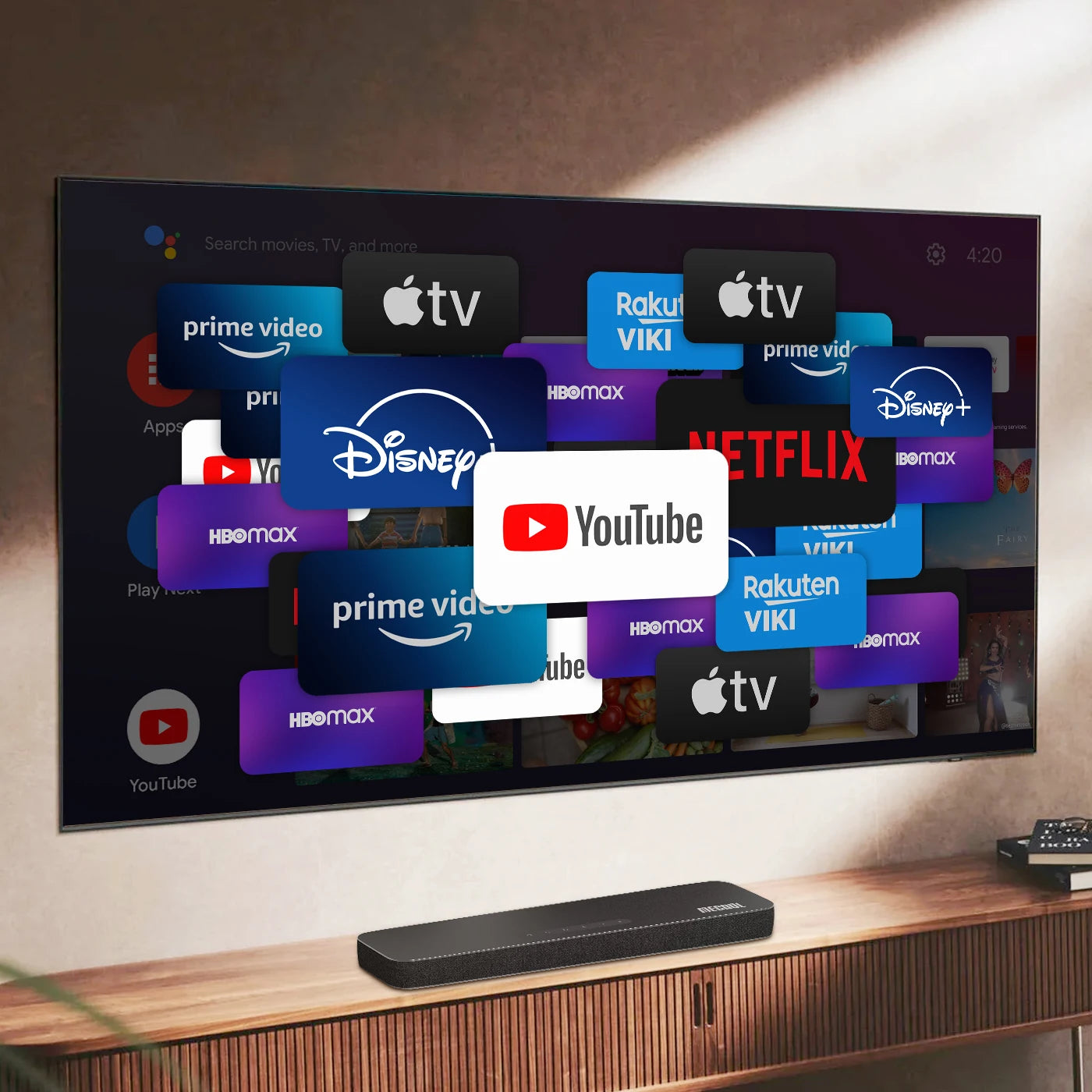 Barre de son MECOOL Android 12 certifiée Google Netflix Dolby Atmos Dolby Vision 4 + 32G son Surround Home Media cinéma