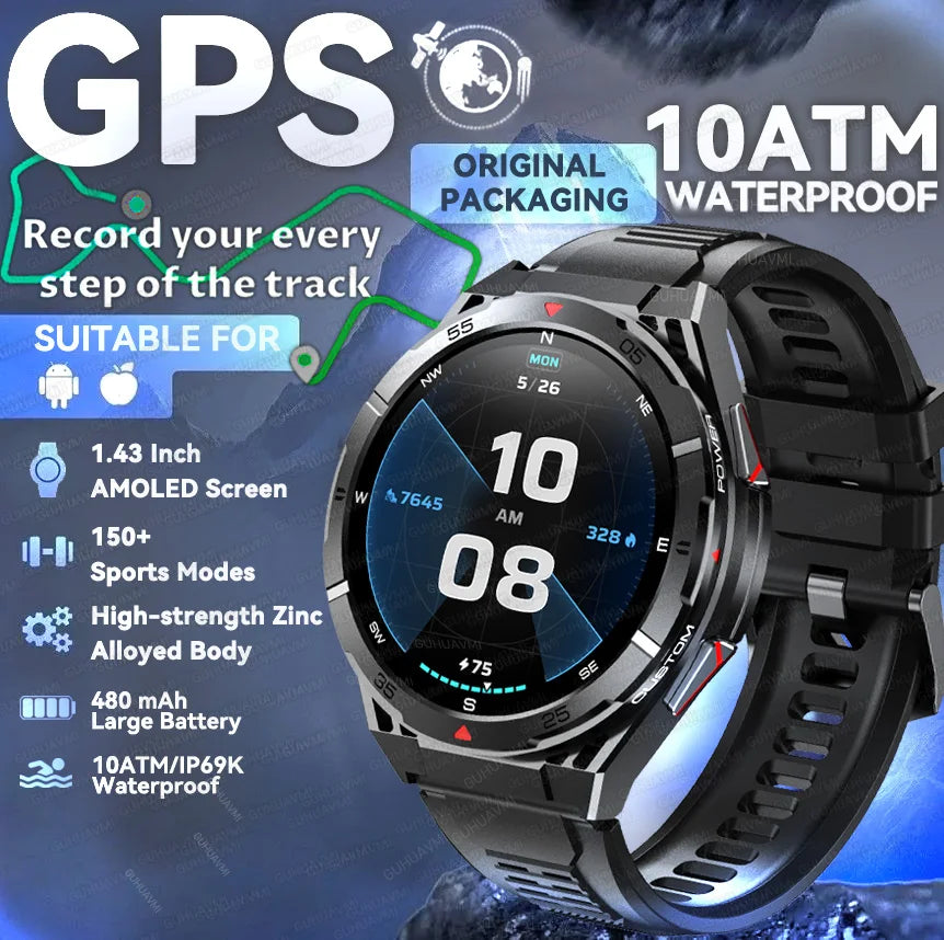 2025 nouveau pour HUAWE Original GPS SmartWatch Ultra 466*466 HD AMOLED affichage sport boussole BT appel IP69 étanche Bracelet intelligent