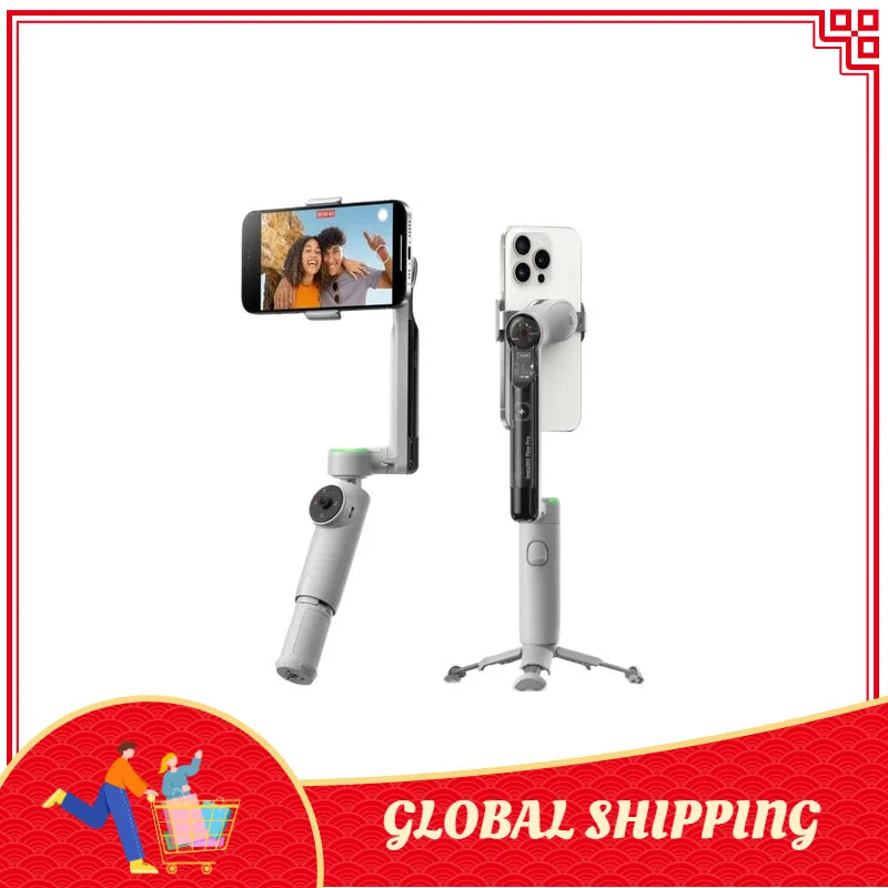 Insta360 Flow Pro - Stabilisateur de cardan alimenté par l'IA pour smartphone, compatible Apple DockKit, suivi 360, stabilisation à 3 axes