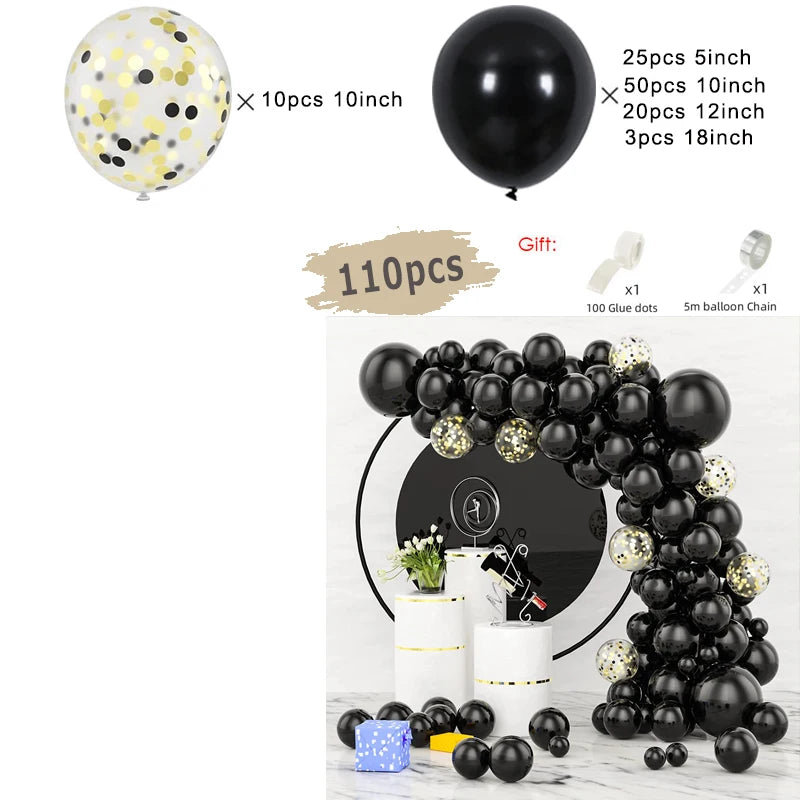 Kit d'arc de guirlande de ballons noirs et dorés, avec ballons en aluminium Starburst, fournitures de décoration pour mariage, anniversaire, fête de famille