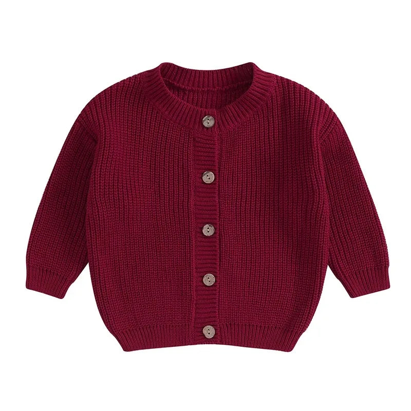 Pull chaud pour nouveau-né garçon et fille de 0 à 18 mois, manteaux, couleur unie, boutons amples, manches longues, tricot, Cardigan, automne