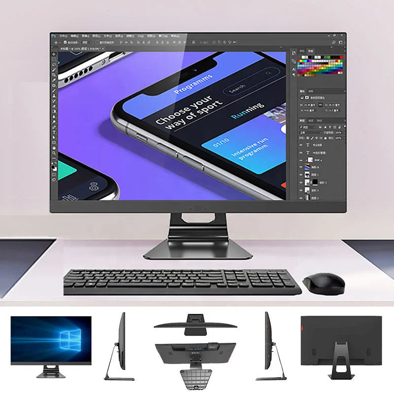 27 pouces tout-en-un PC Core I7 10750H 16GB RAM 512GB SSD OEM AIO ordinateur de bureau monobloc tout en un PC avec batterie UPS