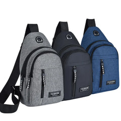 Sac pour hommes couleur unie sac de poitrine pour hommes en plein air décontracté à la mode petit cartable toile sac à main fermeture éclair messager sacs de mode