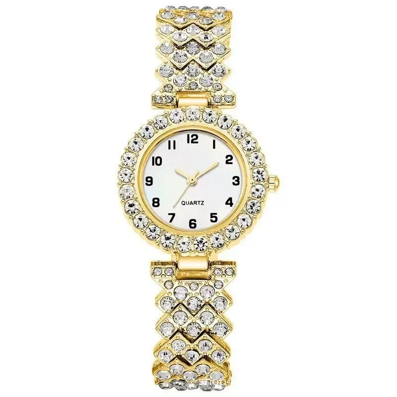 2024 2pcs Mode Luxe Femmes Montre Ensemble Bracelet Argent Dames Quartz Montre-bracelet Alliage Bracelet pour Dames Bijoux Ensemble Horloge Cadeau