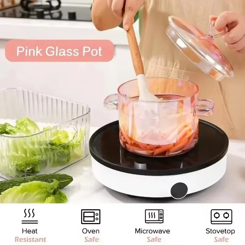 Marmite à soupe en verre esthétique, ustensiles de cuisine, degré binaural, casserole à pâtes, cuisson au Leurs oût, marmite, accessoires de cuisine, outil