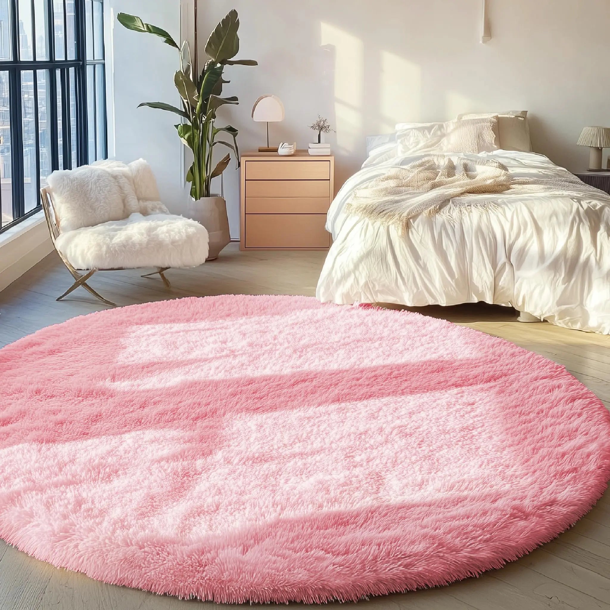 Olanly nouveaux tapis ronds en peluche pour salon tapis de chambre antidérapants tapis ronds lavables en Machine pour enfants décor à la maison esthétique