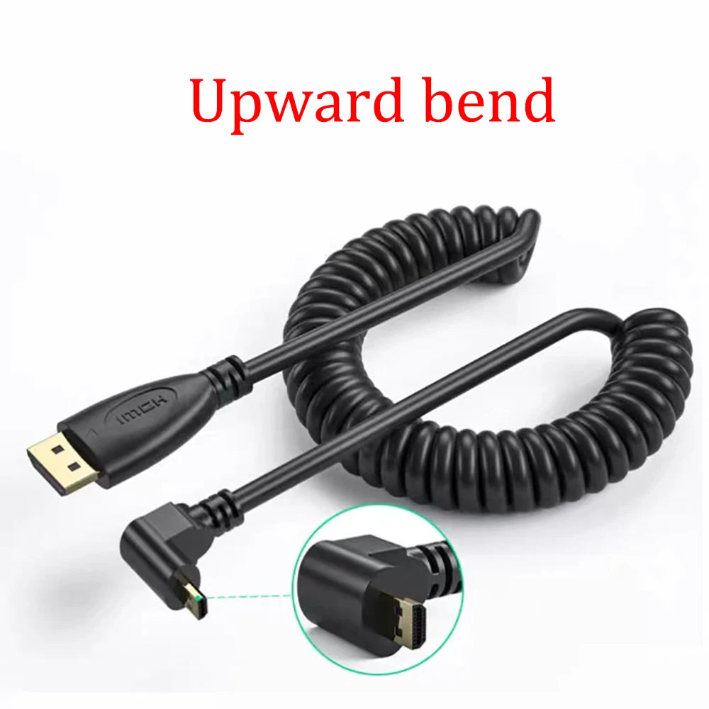 Câble HDMI vers Mini HDMI, câble Micro adaptateur, câble à ressort télescopique coudé HDMI, caméra SLR haute définition 4k, 1 pièce