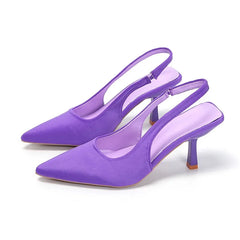Été femmes talons sandales rouge pointu Slingback sandales chaussures vert noir violet chaton talons fête bal dames talons aiguilles