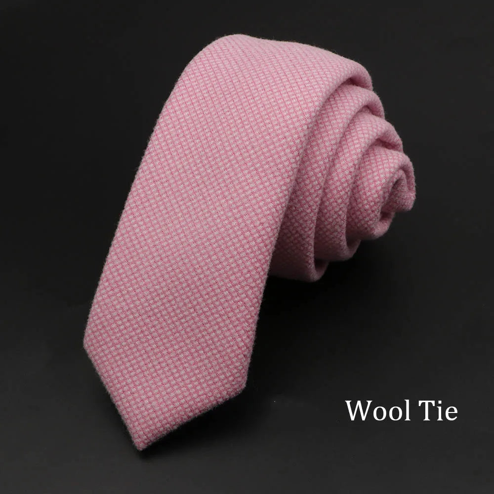 Coton solide fait à la main Cravates en laine Hommes Cravate Rayé Col étroit Slim Cachemire Casual Cravate Accessoires