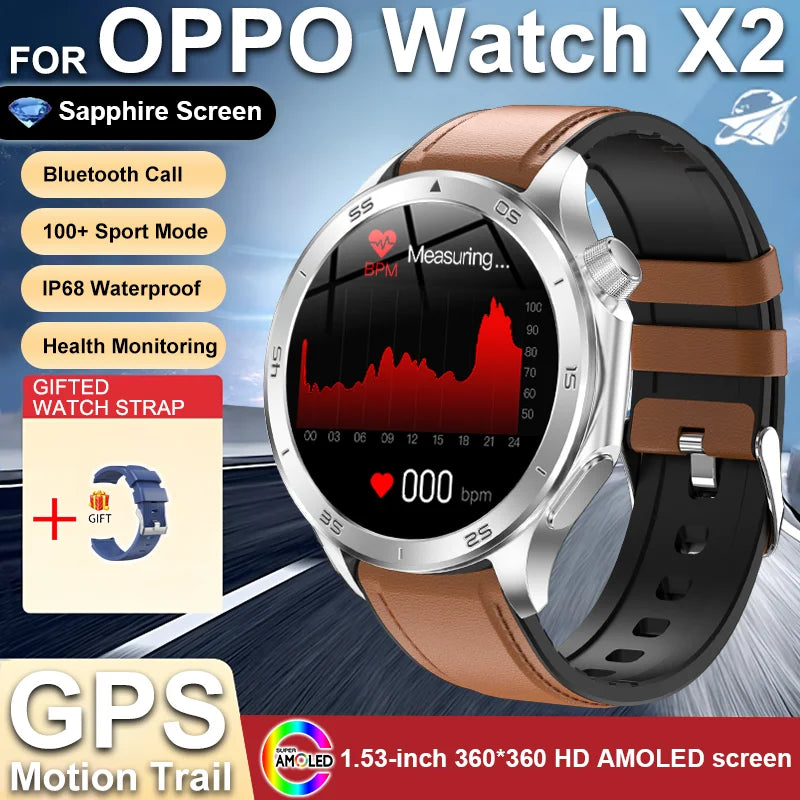 Nouveau GPS montre intelligente femme 1.53 "AMOLED Bluetooth appel fréquence cardiaque sport Fitness Tracker étanche montres intelligentes homme pour Huawei