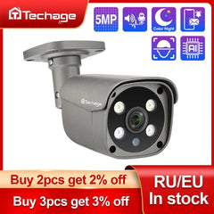 Techage H.265 5MP 4K sécurité POE caméra IP détection humaine extérieure bidirectionnelle Audio vidéo Surveillance AI caméra IP pour système NVR