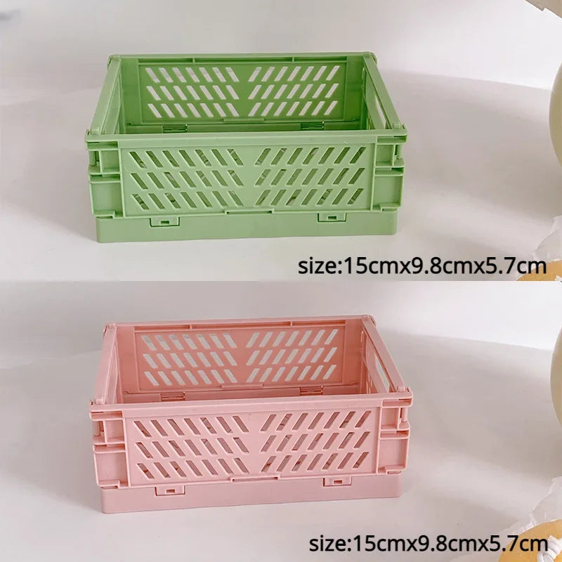 Caisse de rangement pliable en plastique, panier pliable, empilable, mignon, maquillage, bijoux, jouets, boîtes pour boîte de rangement, organisateur Portable
