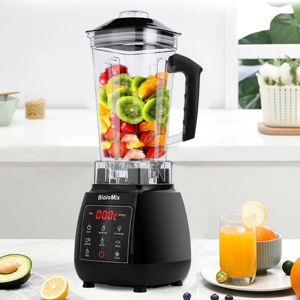 Mixeur digital professionnel 3HP sans BPA 2 LItres avec touche tactile, robot de cuisine blender, mélangeur et presse-agrumes très puissant pour faire de délicieux smoothies glacés aux fruits avec bouton sensitif