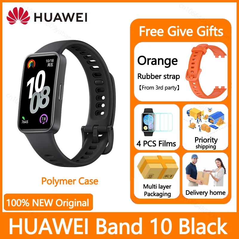 Montre connectée Huawei Band 10, originale, Compatible avec IOS et Android, suivi du sommeil, moniteur de santé, autonomie de 14 jours, nouvelle collection 2025