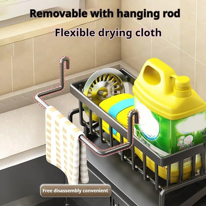 Égouttoir de cuisine, étagère à éponge, panier de chiffon d'évier domestique, éponge de vaisselle, égouttoir de serviettes, étagère en plastique, accessoires de salle de bains