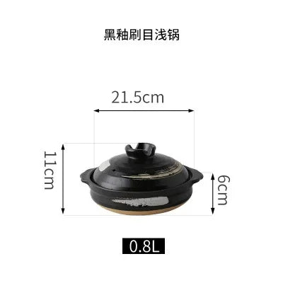 Casserole en céramique de Style japonais, petite casserole noire en argile, ustensiles de cuisine pour la maison, fournitures de cuisine, casserole à soupe, 1 pièces