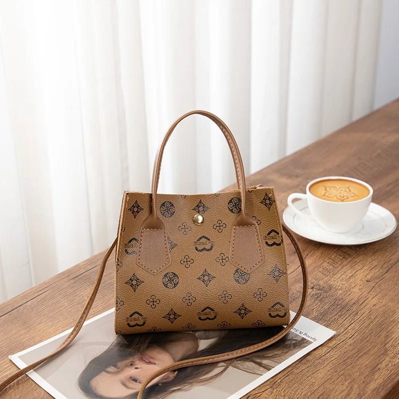 Sac à bandoulière imprimé rétro minimaliste urbain, Mini sac contrasté, sac à main croisé diagonale de grande capacité à la mode
