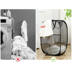 Grand panier de tri de linge sale pliable, cadre de lavage, sac de rangement en maille pour gril, organisateurs de lessive, poudres de stockage, E27