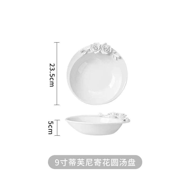 Bol à fleurs, assiette, tasse et vaisselle à main en Relief européen, ensemble pour le thé de l'après-midi à la maison, assiette d'exposition en céramique exquise