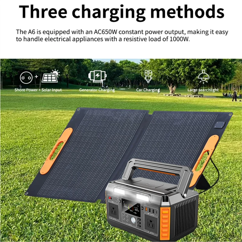 Centrale électrique Portable 2400w, générateur Portable 600w 1200w 600w avec panneau solaire 100w 200w pliable (plusieurs Options) Camping